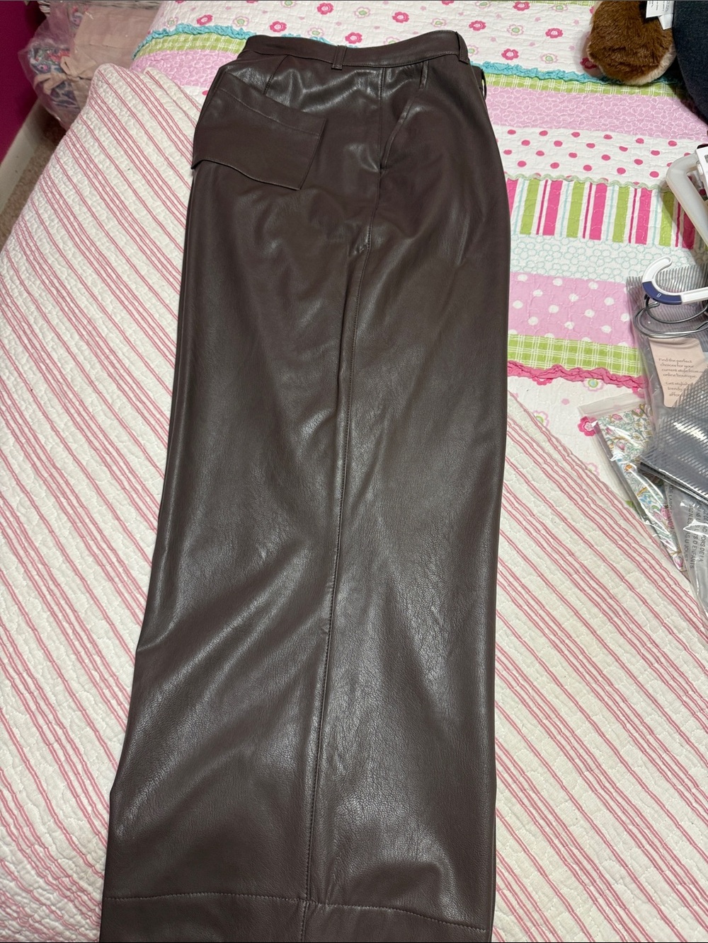 Splendid Dark Brown Faux Leather Straight-Leg Pants